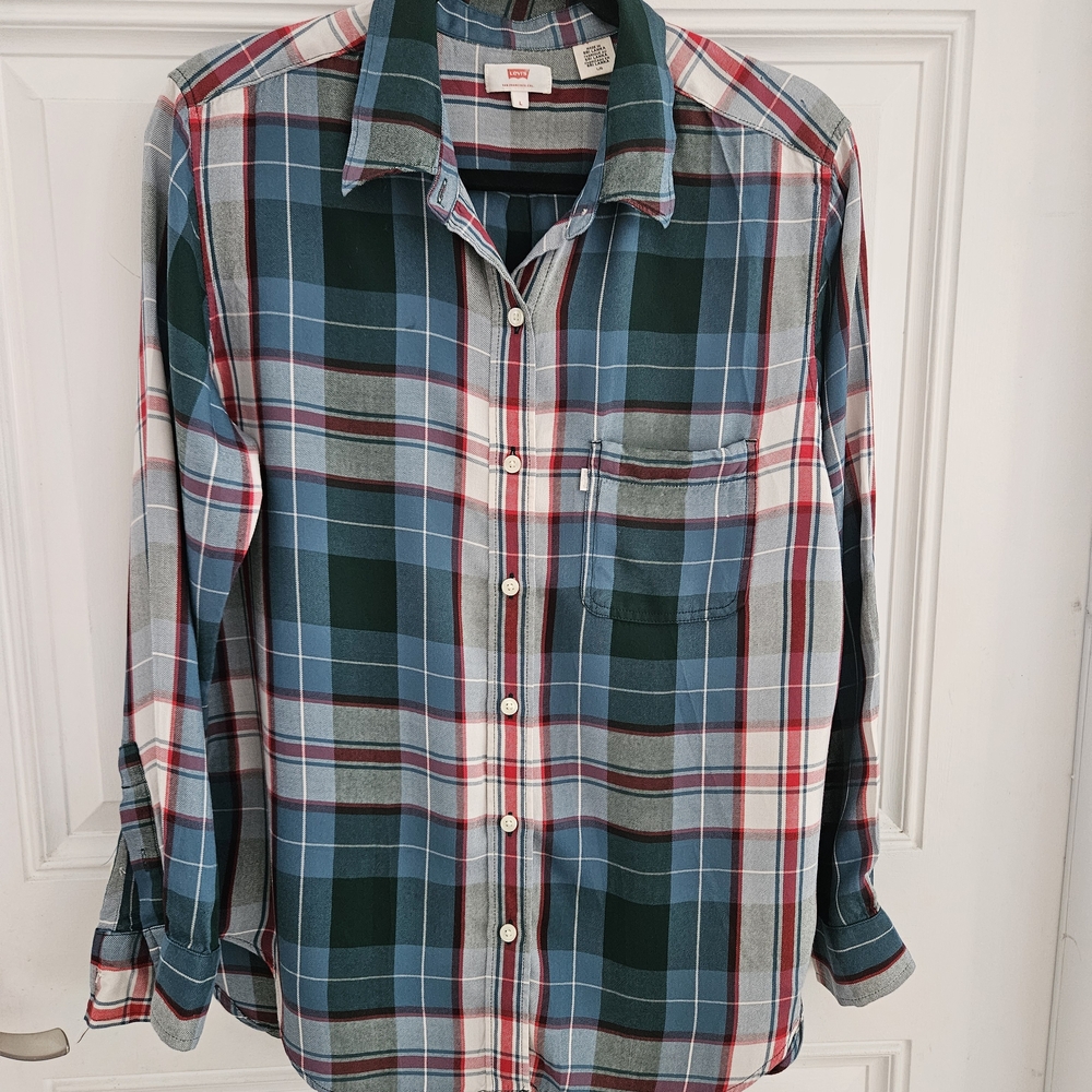 Levi's Casual Button Down Shirt Blue and Green